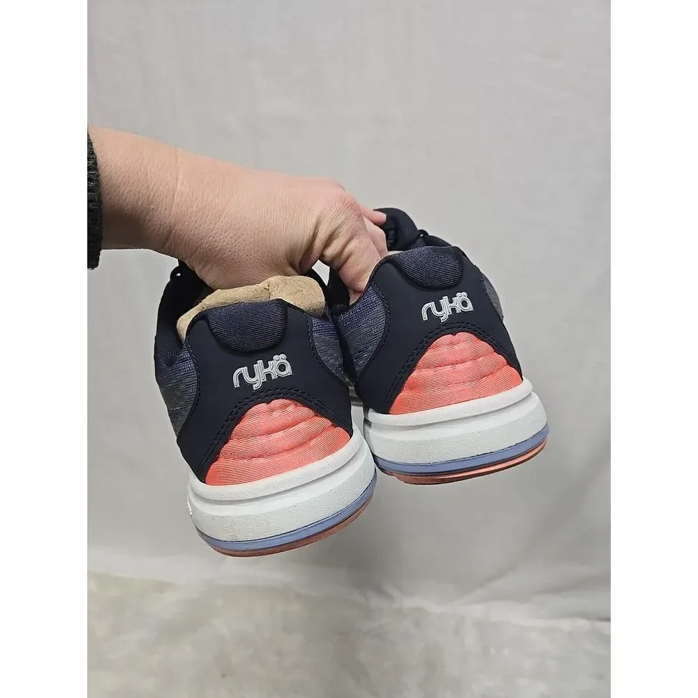 Ryka Women's Devotion Plus 2‎ Walking Shoe 9.5 M  Navy Coral Lace Up Sneakers